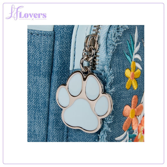 Loungefly Disney Dogs & Cats Faux Denim Fringe Mini Backpack