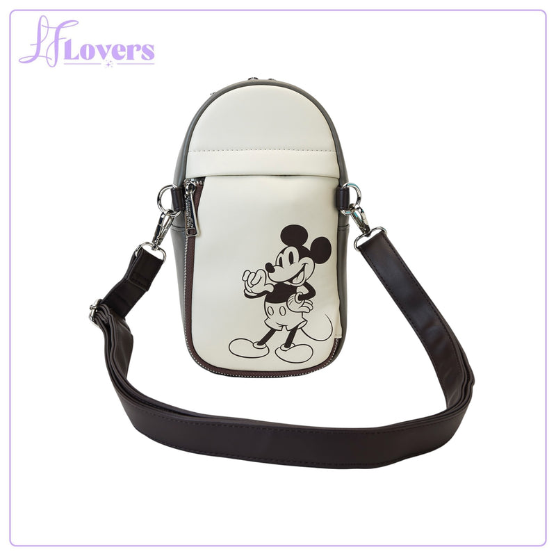 Load image into Gallery viewer, Loungefly Disney Mickey And Friends Faux Leather And Canvas Water Bottle Crossbody
