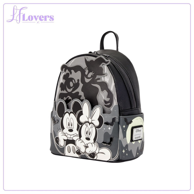 Load image into Gallery viewer, Loungefly Disney Mickey &amp; Minnie Ghost Light Up Glow Mini Backpack - Preorder
