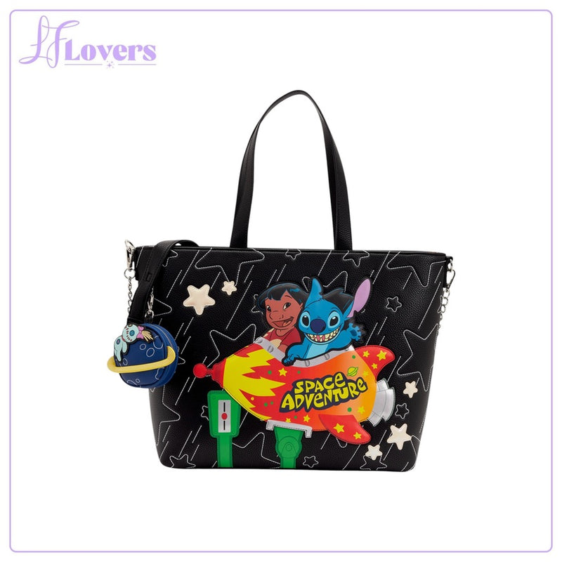 Load image into Gallery viewer, Loungefly Disney Lilo &amp; Stitch Space Adventure Tote Crossbody Bag - PRE ORDER
