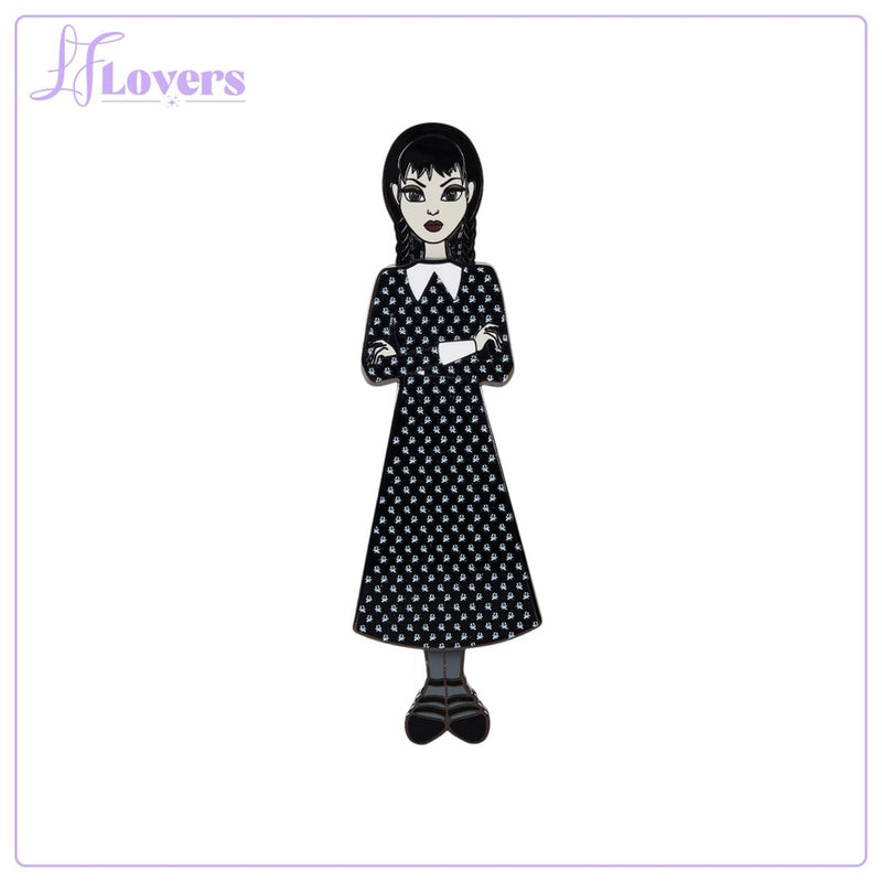 Load image into Gallery viewer, Loungefly MGM Wednesday Addams Paper Doll Pin - LF Lovers
