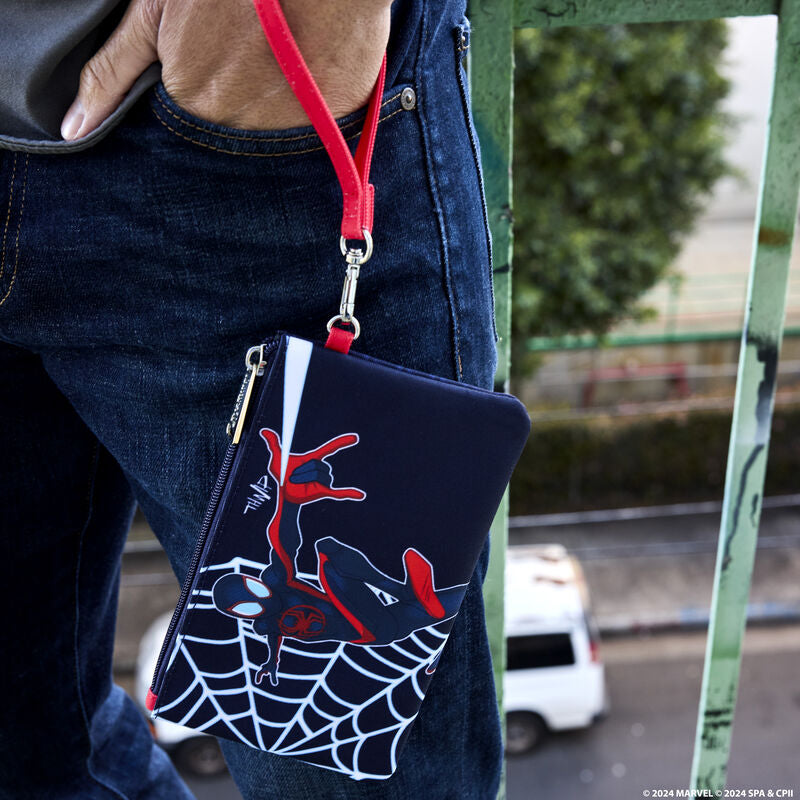 Load image into Gallery viewer, Loungefly Marvel Spiderverse Miles Morales Nylon Wristlet Wallet - PRE ORDER - LF Lovers
