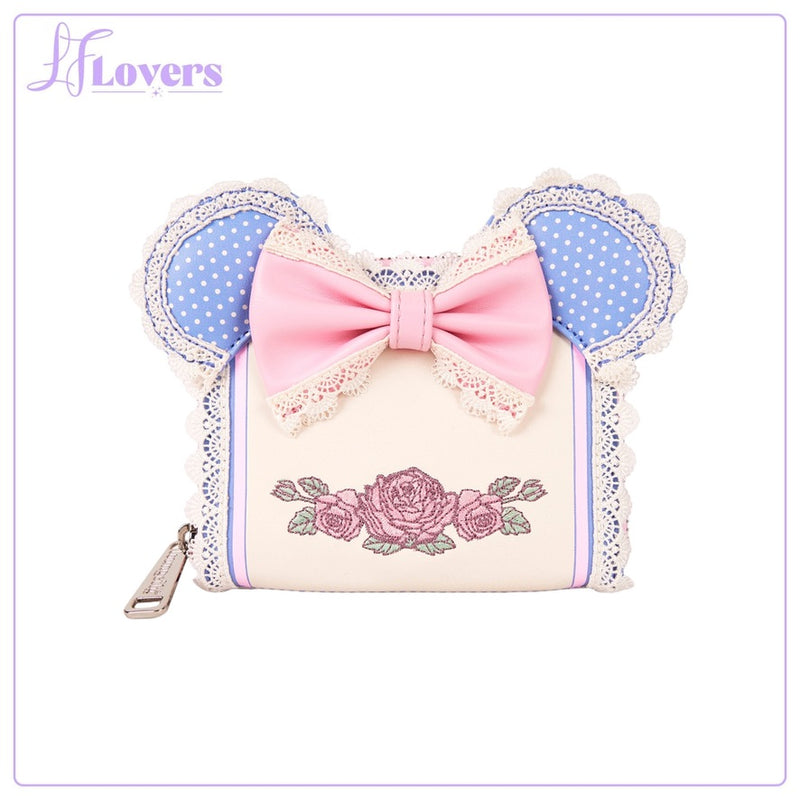 Load image into Gallery viewer, Loungefly Disney Minnie Floral And Lace Ears Zip Around Wallet - LF Lovers
