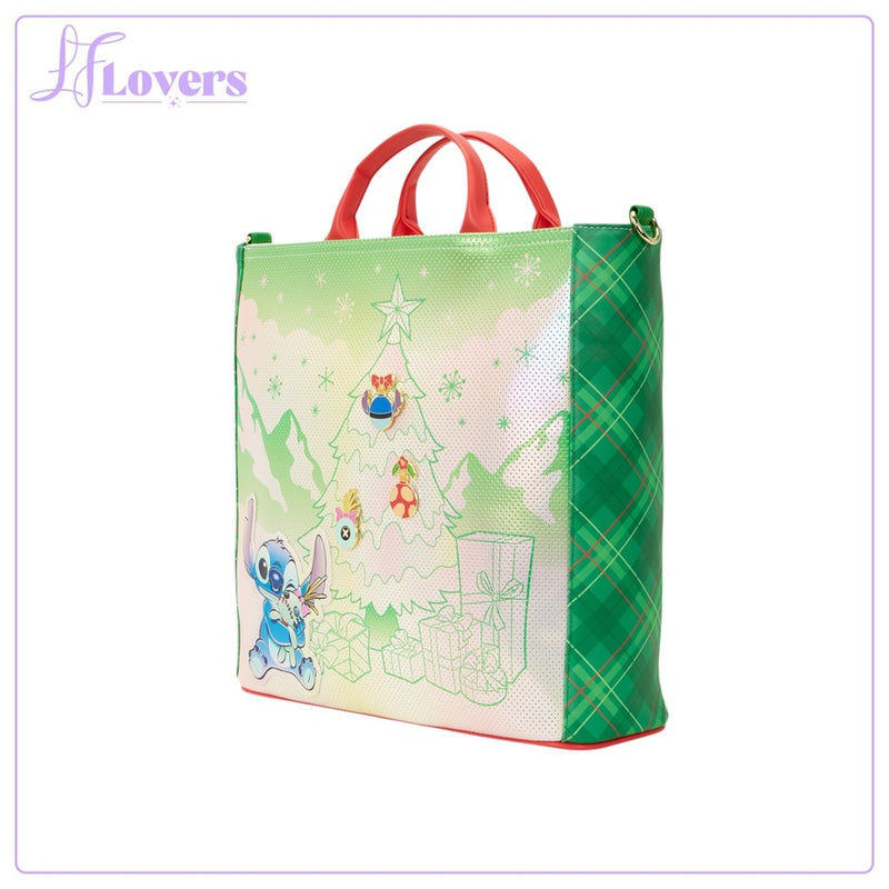 Load image into Gallery viewer, Loungefly Disney Lilo And Stitch Holiday Tote Bag - PRE ORDER
