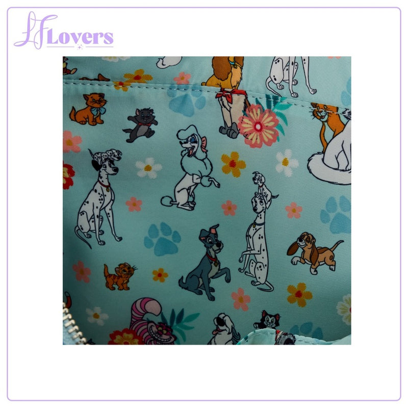 Load image into Gallery viewer, Loungefly Disney Dogs &amp; Cats Faux Denim Convertible Tote Bag With Coin Bag

