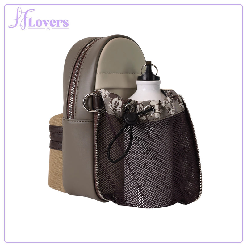 Load image into Gallery viewer, Loungefly Disney Mickey And Friends Faux Leather And Canvas Water Bottle Crossbody
