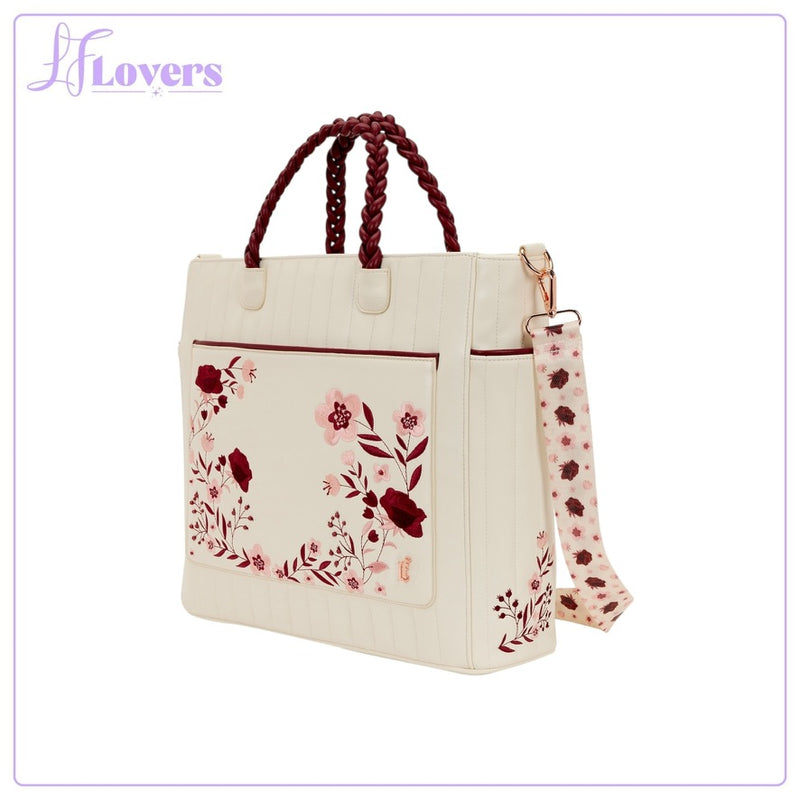 Load image into Gallery viewer, Loungefly Cream And Red Floral Tote - PRE ORDER
