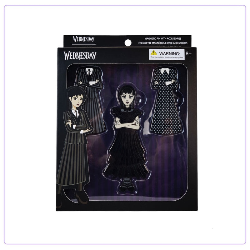 Load image into Gallery viewer, Loungefly MGM Wednesday Addams Paper Doll Pin - LF Lovers
