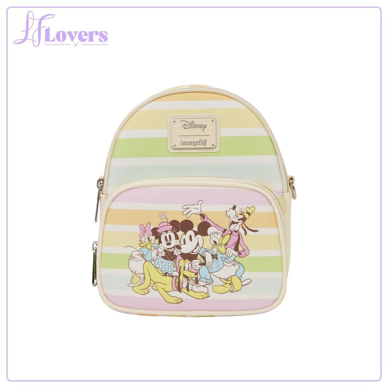 Load image into Gallery viewer, Loungefly Disney Mickey And Friends Rainbow Stripes Convertible Mini Backpack - PRE ORDER - LF Lovers
