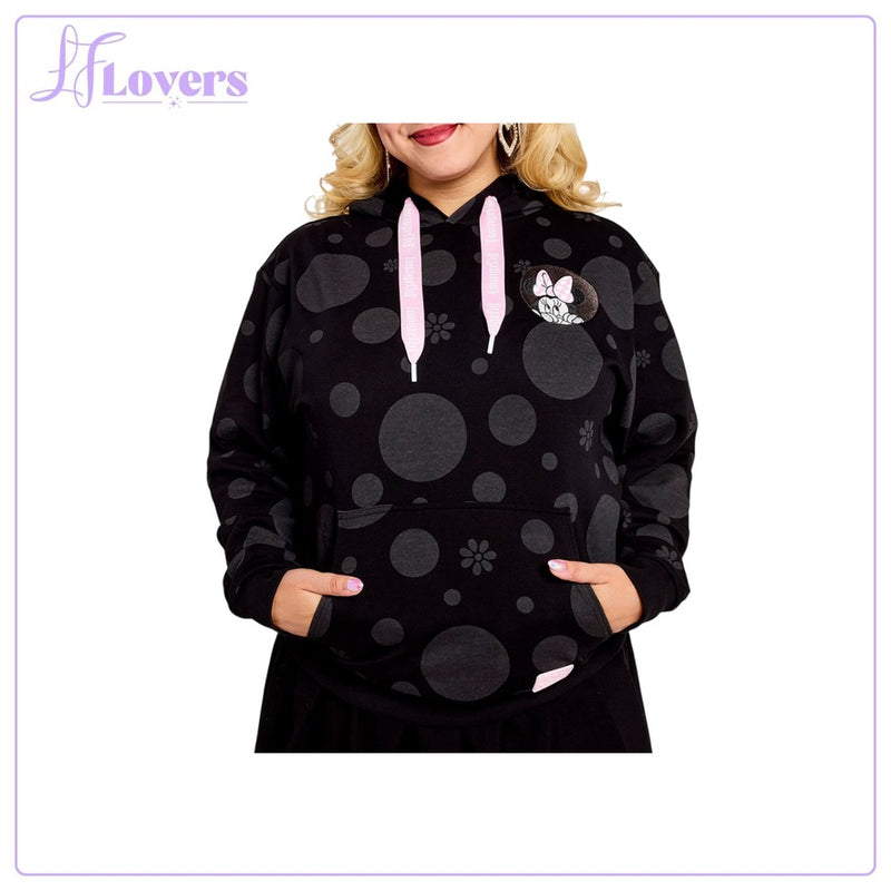 Load image into Gallery viewer, Loungefly Disney Minnie Rocks The Dots Floral Unisex Hoodie - LF Lovers
