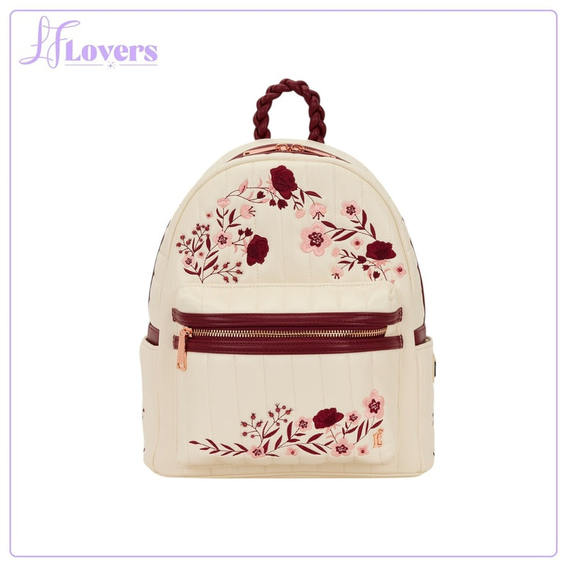 Load image into Gallery viewer, Loungefly Cream And Red Floral Mid Size Backpack - PRE ORDER
