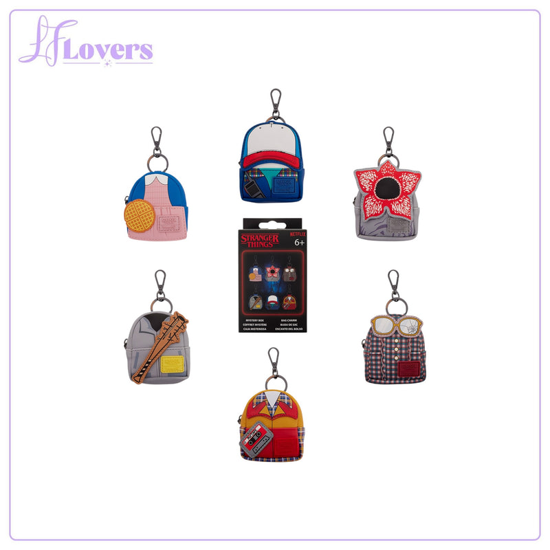 Load image into Gallery viewer, Loungefly Netflix Stranger Things 10th Anniversary Mystery Mini Backpack Keychain Charms
