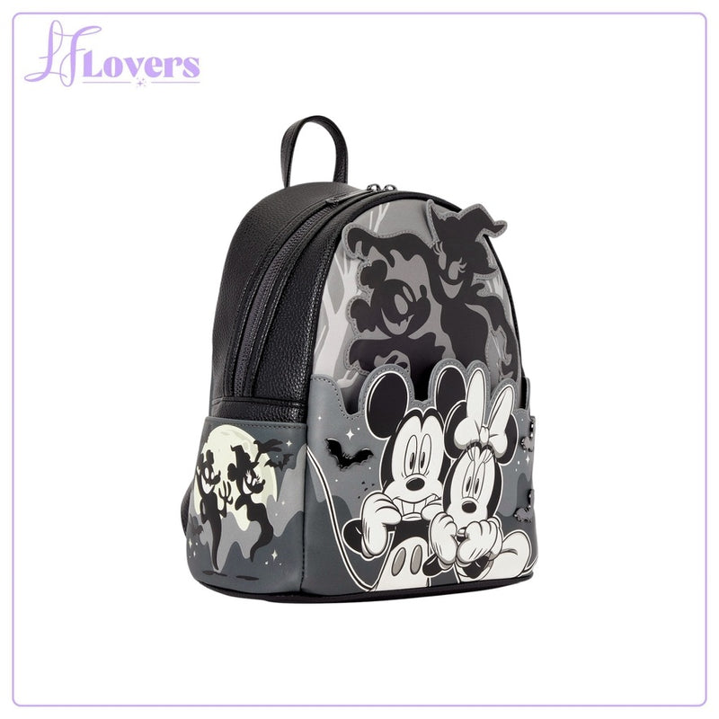 Load image into Gallery viewer, Loungefly Disney Mickey &amp; Minnie Ghost Light Up Glow Mini Backpack - Preorder
