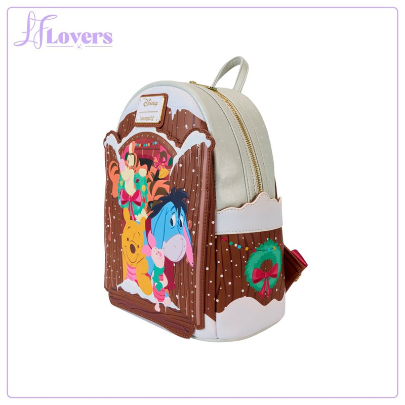 Load image into Gallery viewer, Loungefly Disney Winnie The Pooh Holiday Scene Pooh And Friends Mini Backpack
