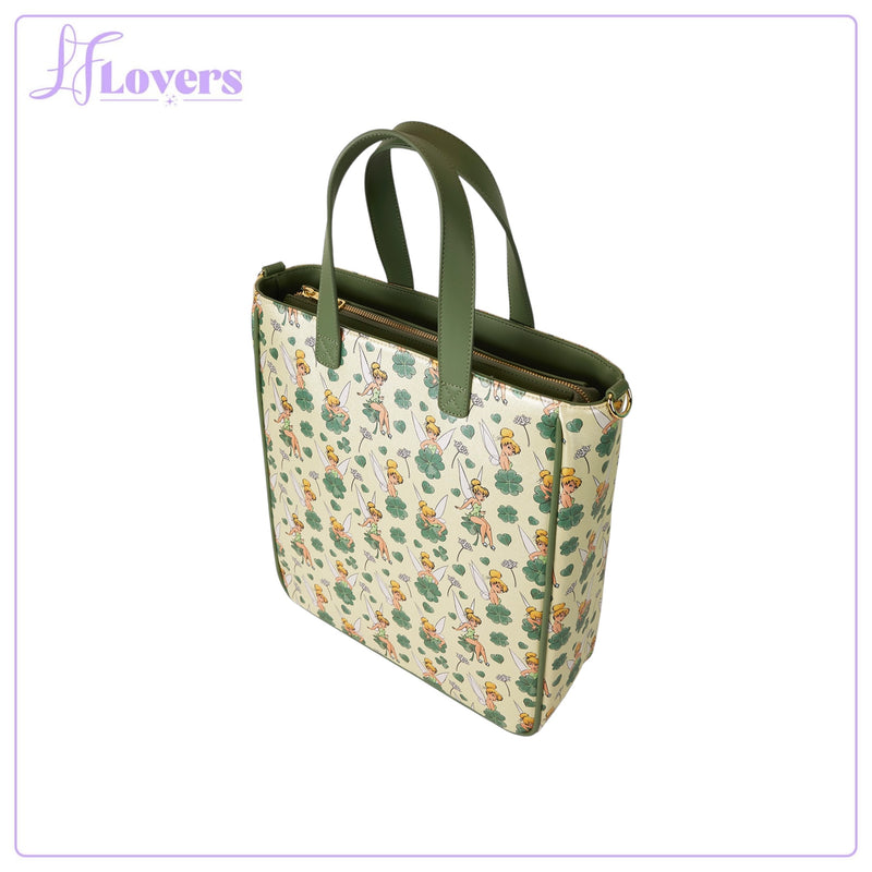Load image into Gallery viewer, Loungefly Disney Tinker Bell 4-Leaf Clover Tote Bag With Coin Bag
