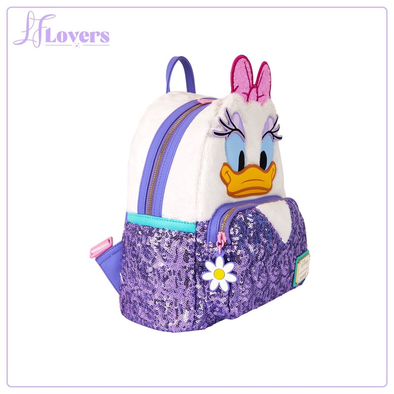 Load image into Gallery viewer, Loungefly Disney Daisy Duck Plush Mini Backpack - PRE ORDER
