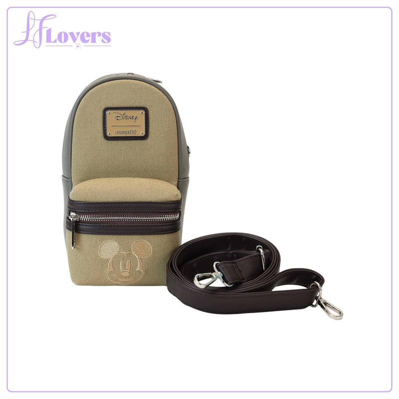 Load image into Gallery viewer, Loungefly Disney Mickey And Friends Faux Leather And Canvas Water Bottle Crossbody
