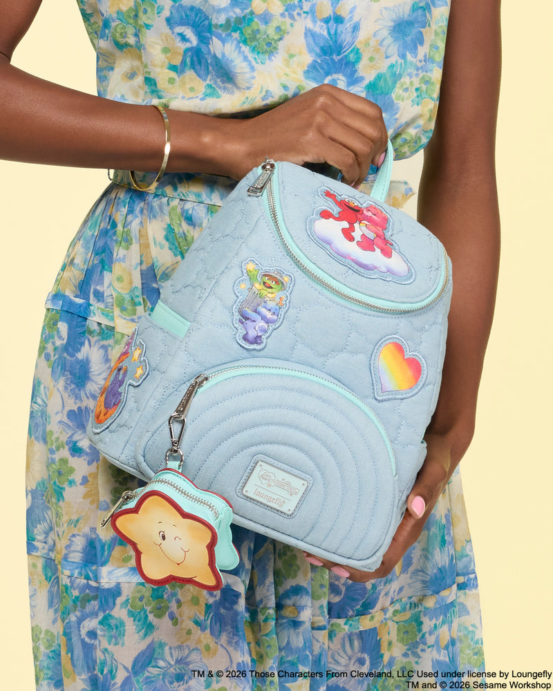 Load image into Gallery viewer, Loungefly Care Bears X Sesame Street Denim Mini Backpack - LF Lovers
