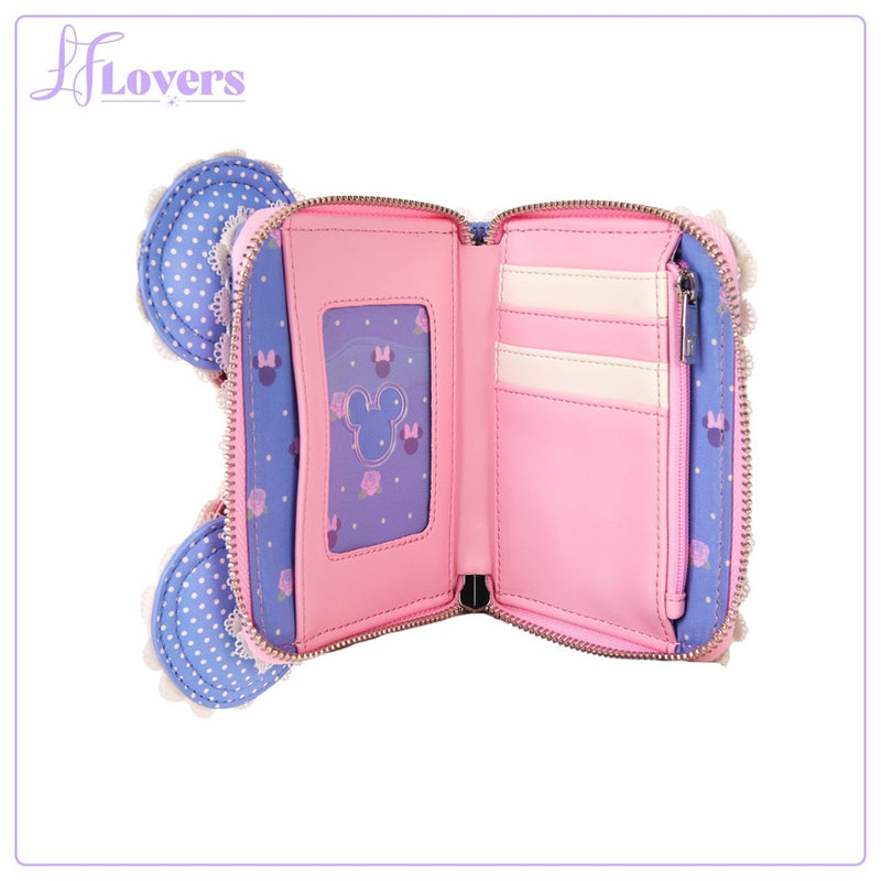 Load image into Gallery viewer, Loungefly Disney Minnie Floral And Lace Ears Zip Around Wallet - LF Lovers
