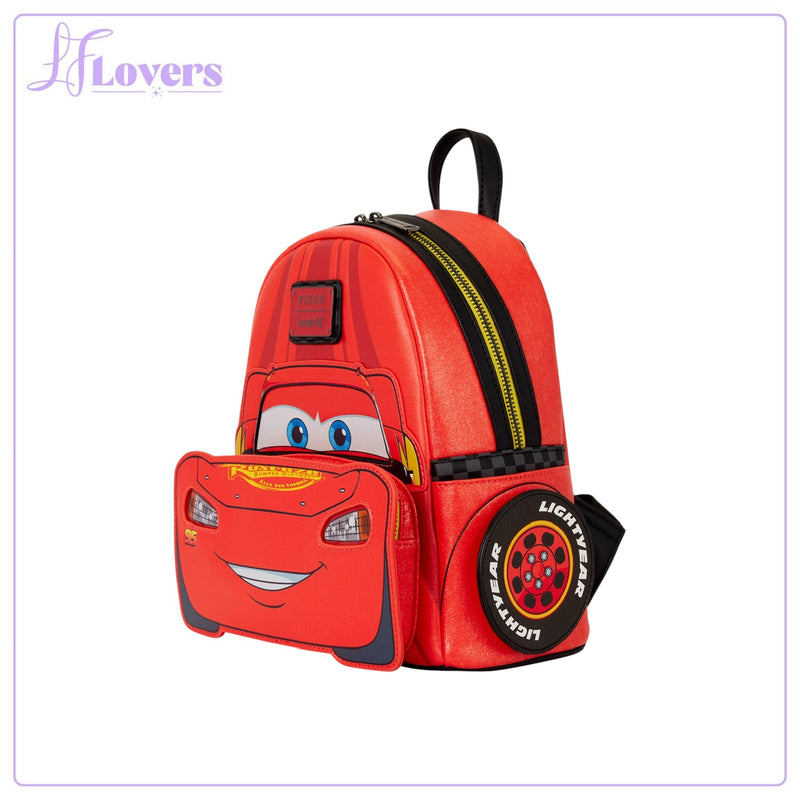 Load image into Gallery viewer, Loungefly Disney Pixar Cars 20th Anniversary Lightning McQueen Metallic Light-Up Mini Backpack - Preorder
