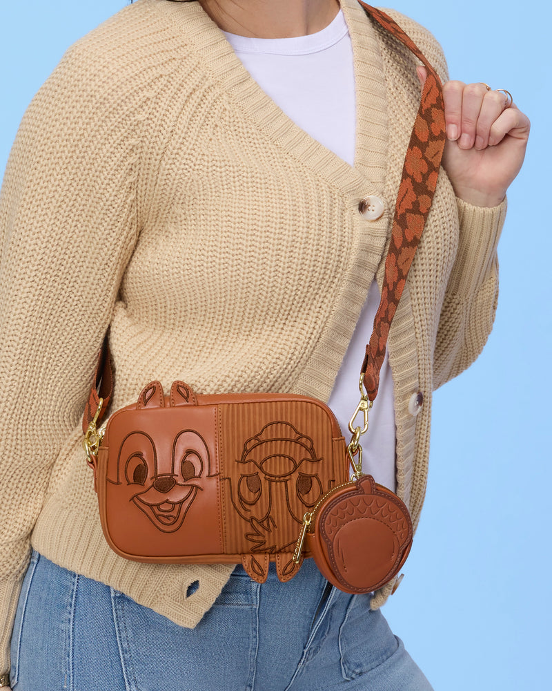 Load image into Gallery viewer, Loungefly Disney Chip 'n' Dale Corduroy Sling Crossbody Bag With Coin Bag - PRE ORDER - LF Lovers
