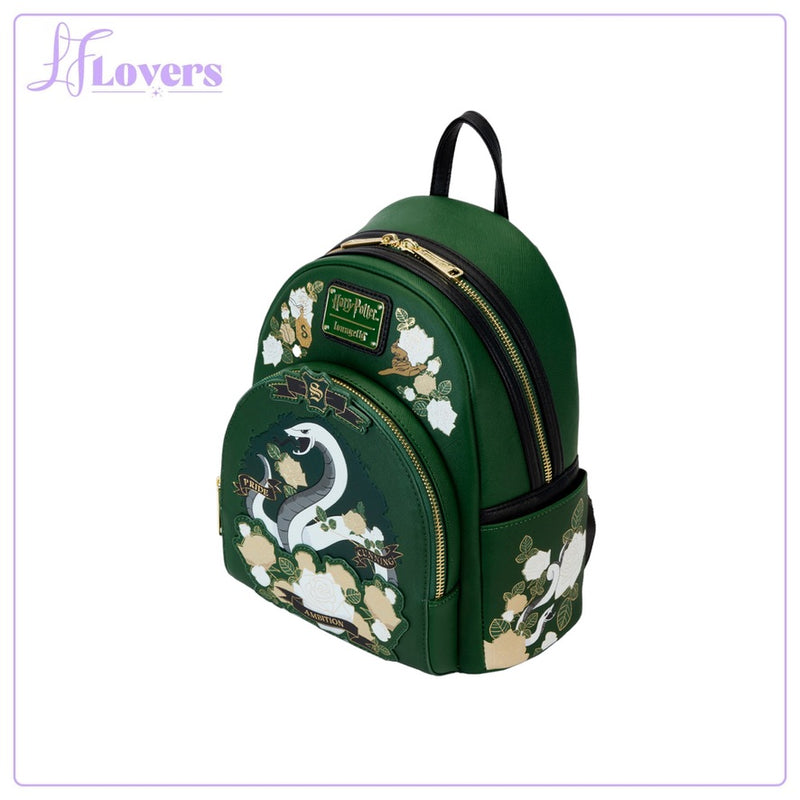 Load image into Gallery viewer, Loungefly Warner Brothers Harry Potter Slytherin House Tattoo Mini Backpack - PRE ORDER - LF Lovers
