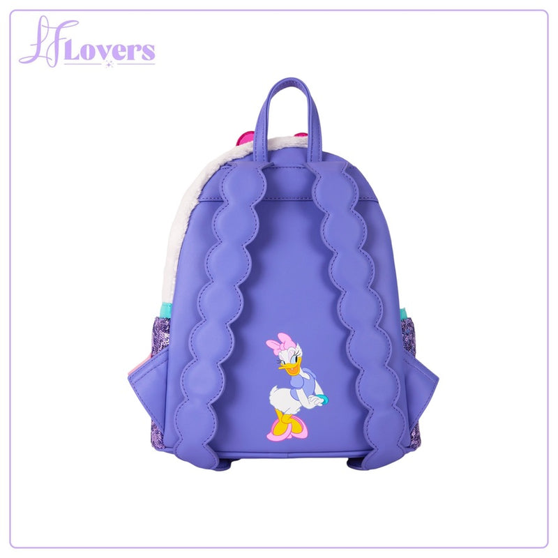 Load image into Gallery viewer, Loungefly Disney Daisy Duck Plush Mini Backpack - PRE ORDER
