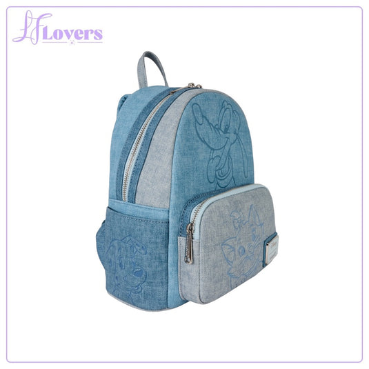 Loungefly Disney Dogs & Cats Faux Denim Mini Backpack
