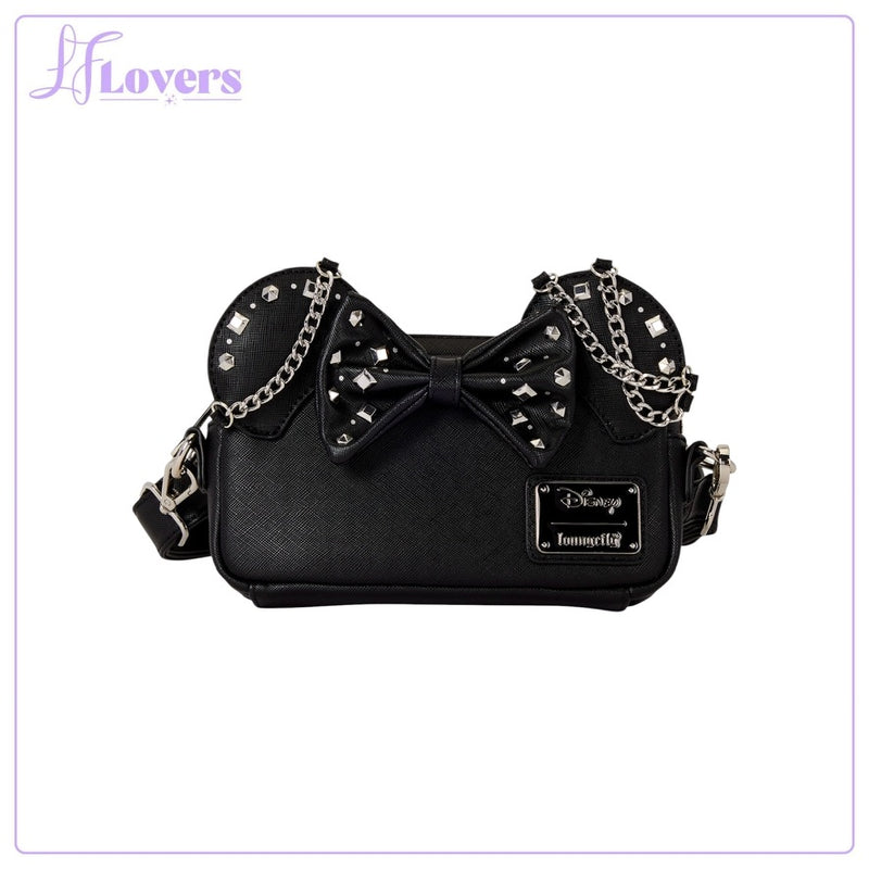 Load image into Gallery viewer, Loungefly Disney Minnie Mouse Studs &amp; Chains Sling Crossbody Bag - Preorder
