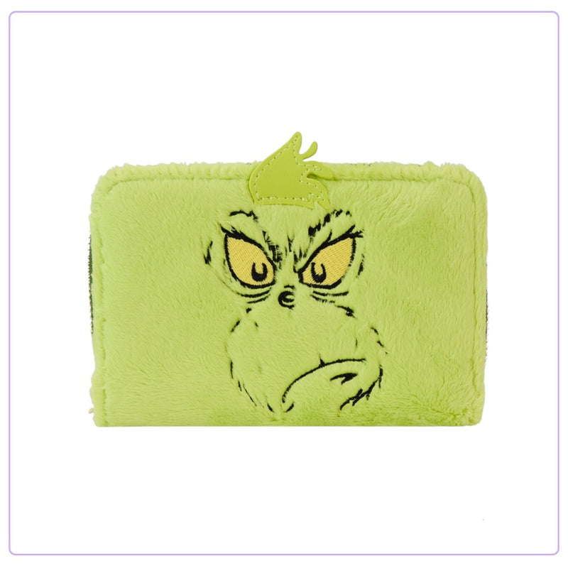 Load image into Gallery viewer, Loungefly Dr Seuss Plush Grinch Glow Cosplay Zip Around Wallet - LF Lovers
