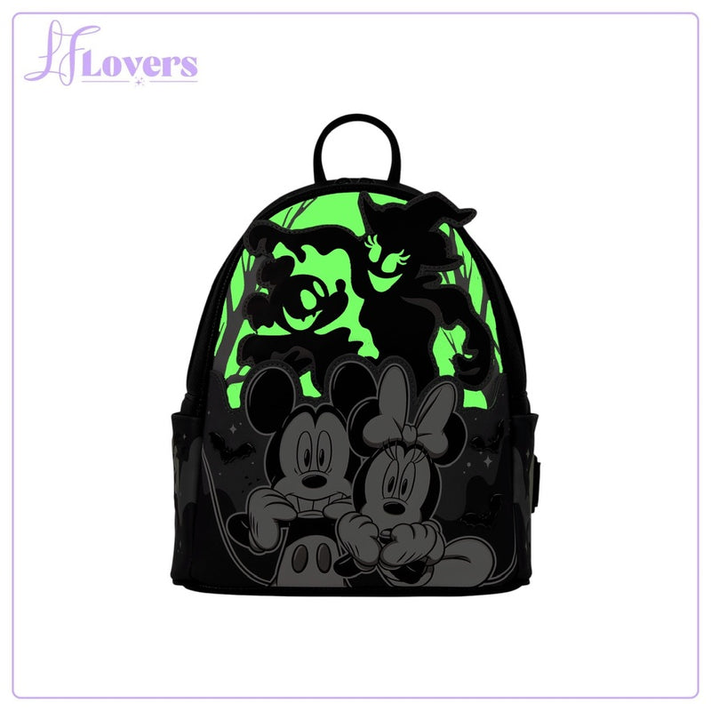 Load image into Gallery viewer, Loungefly Disney Mickey &amp; Minnie Ghost Light Up Glow Mini Backpack - Preorder
