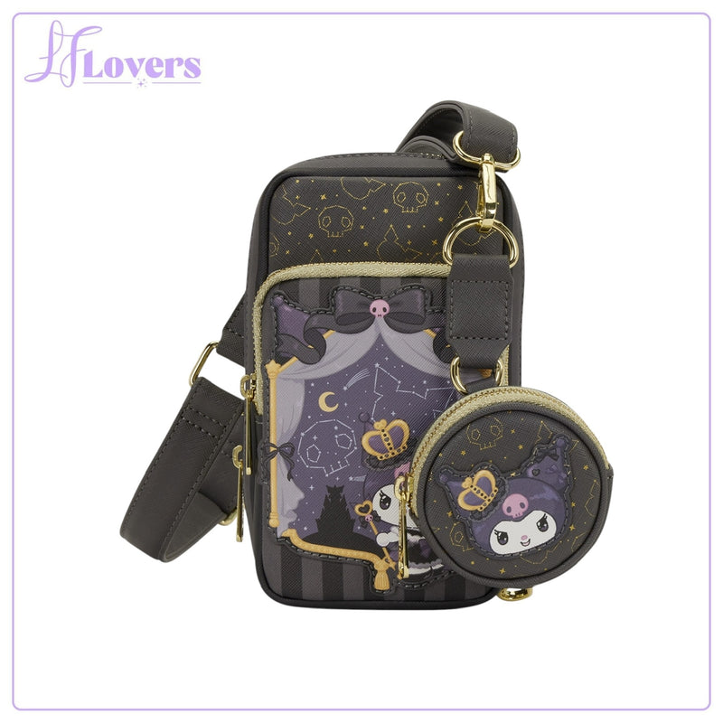 Load image into Gallery viewer, Loungefly Sanrio Kuromi 20th Anniversary Cell Phone Crossbody - PRE ORDER
