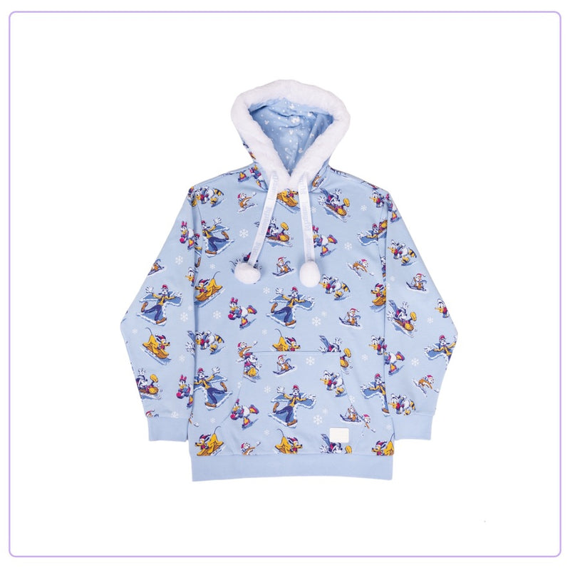 Load image into Gallery viewer, Loungefly Disney Mickey And Friends Winter Wonderland Hooded Sweatshirt
