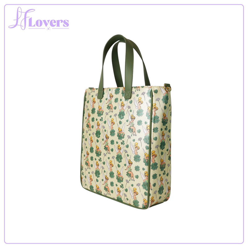 Load image into Gallery viewer, Loungefly Disney Tinker Bell 4-Leaf Clover Tote Bag With Coin Bag
