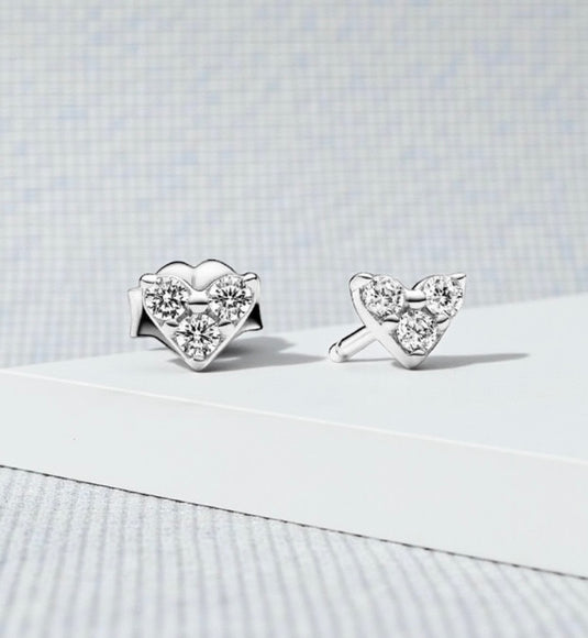 Pandora Triple Stone Heart Stud Earrings