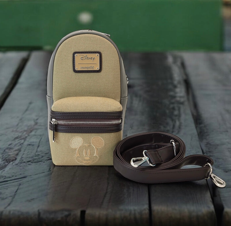Load image into Gallery viewer, Loungefly Disney Mickey And Friends Faux Leather And Canvas Water Bottle Crossbody
