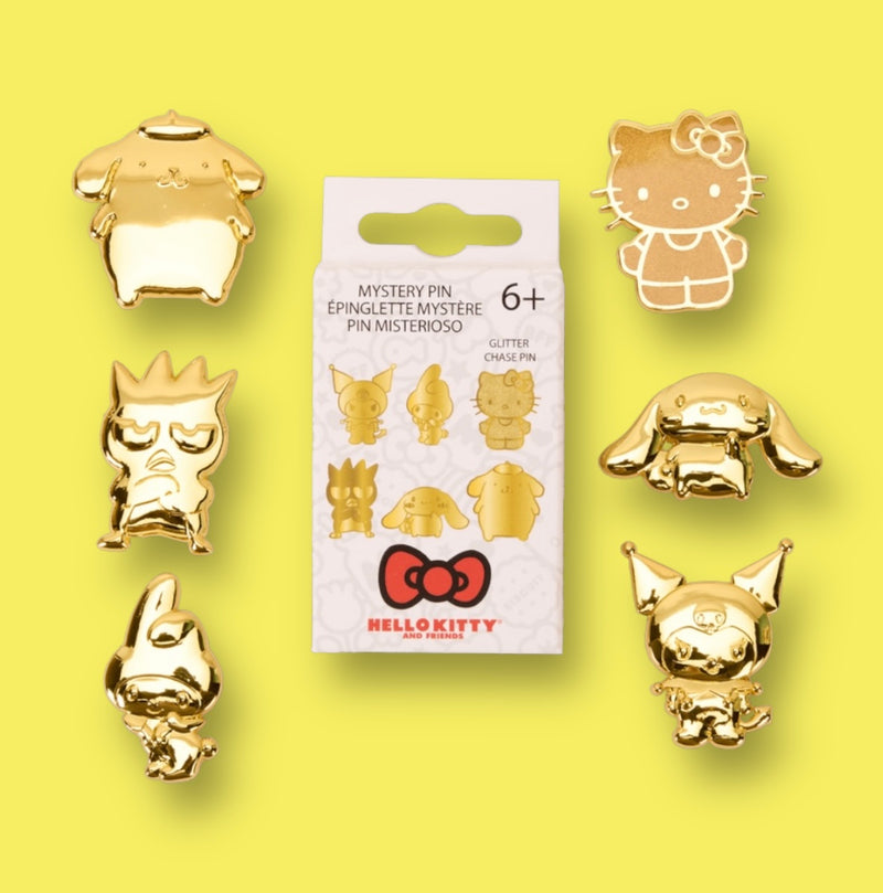 Load image into Gallery viewer, Loungefly Sanrio 50th Anniversary Gold Mystery Box Pin
