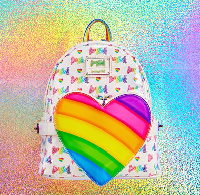 Loungefly Lisa Frank Logo Heart Detachable Rainbow Mini Backpack - LF Lovers