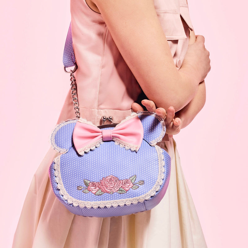 Load image into Gallery viewer, Loungefly Disney Minnie Floral And Lace Kisslock Crossbody
