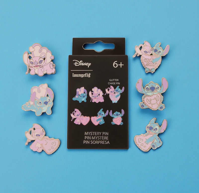 Load image into Gallery viewer, Loungefly Disney Lilo &amp; Stitch Angel Hearts Mystery Box Pins
