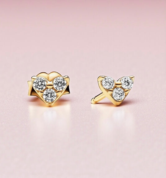 Pandora Triple Stone Heart Stud Earrings
