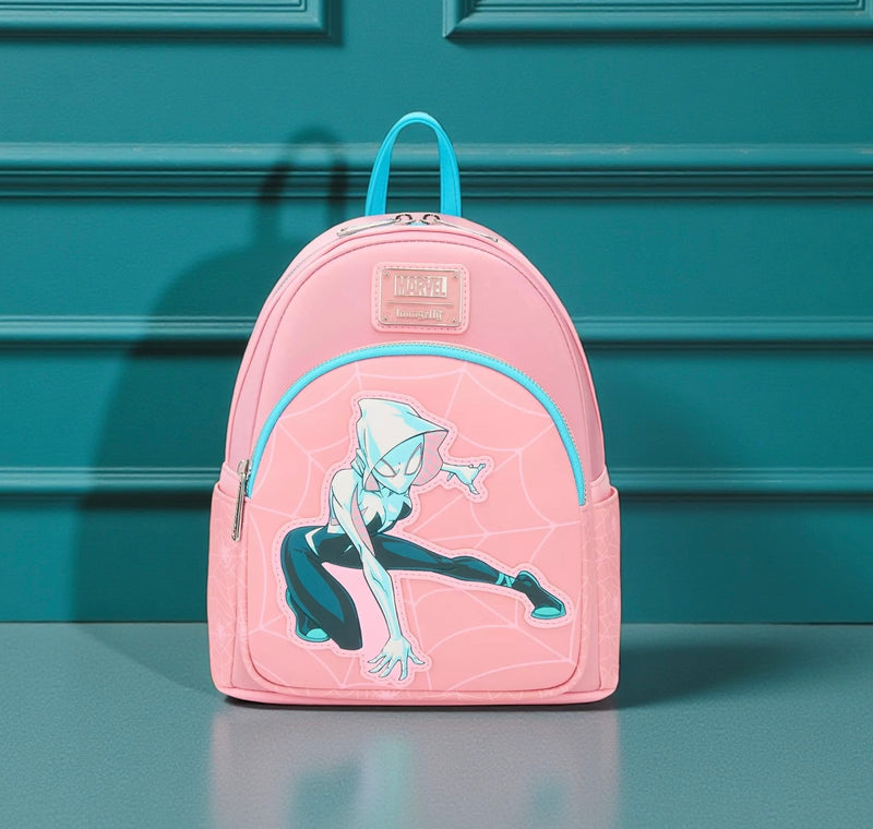 Load image into Gallery viewer, Loungefly Marvel Spider-Gwen Pink Web Mini Backpack- Coming Soon - LF Lovers
