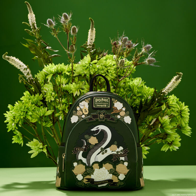 Load image into Gallery viewer, Loungefly Warner Brothers Harry Potter Slytherin House Tattoo Mini Backpack
