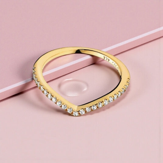 Pandora Sparkling Wishbone Ring - Size 56