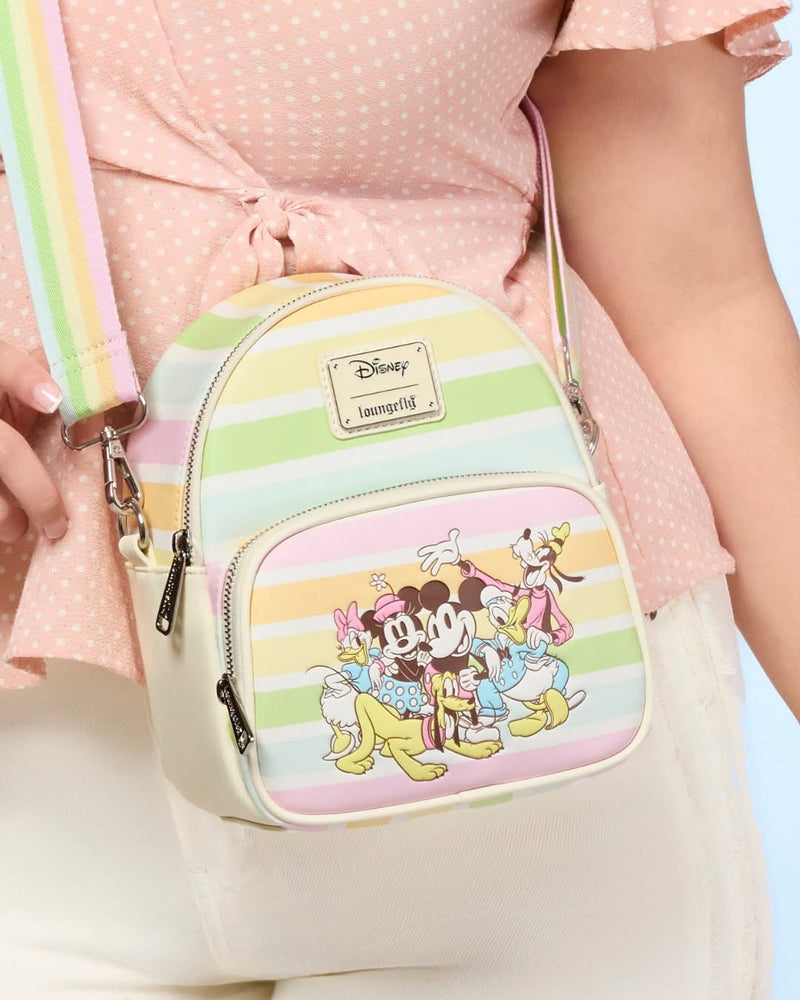 Load image into Gallery viewer, Loungefly Disney Mickey And Friends Rainbow Stripes Convertible Mini Backpack - PRE ORDER - LF Lovers
