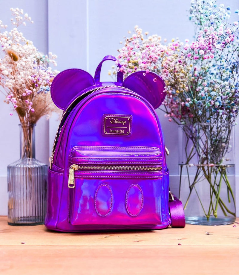 Load image into Gallery viewer, Loungefly Disney Mickey Mouse Holographic Amethyst Purple Mini Backpack - LF Lovers
