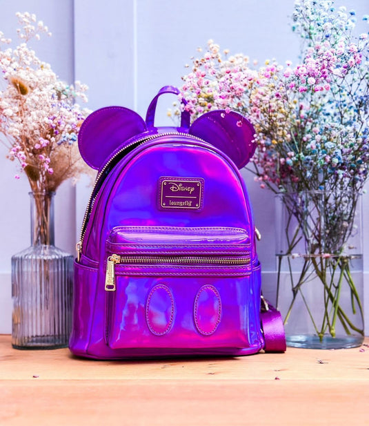 Loungefly Disney Mickey Mouse Holographic Amethyst Purple Mini Backpack