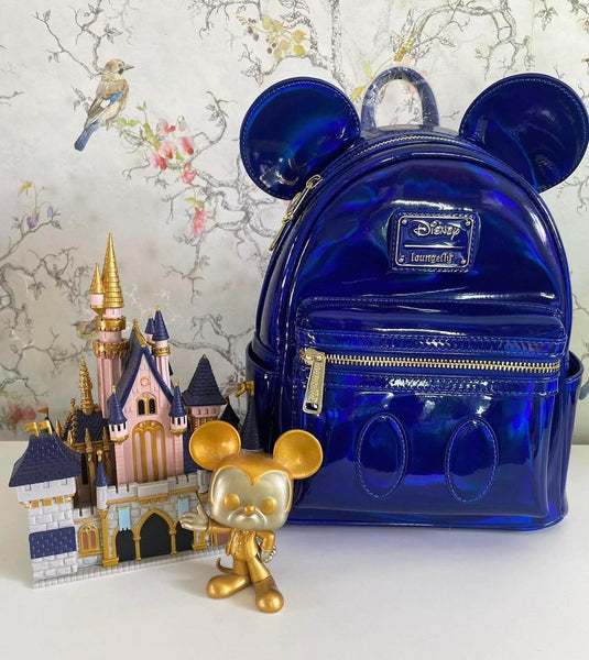 Loungefly Disney Mickey Mouse Holographic Cobalt Blue Mini Backpack