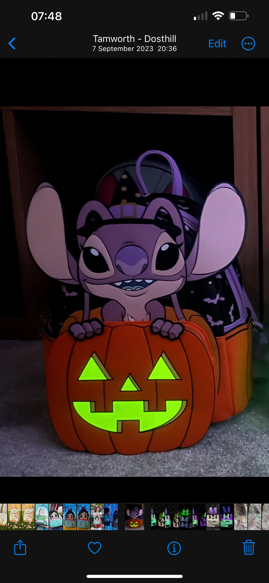 Loungefly Disney Lilo & Stitch: The Series Glow-In-The-Dark Angel Jack-o-Lantern Mini Backpack - LF Lovers