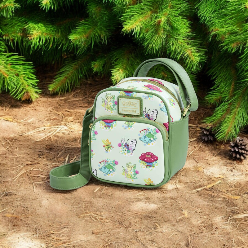 Load image into Gallery viewer, Loungefly Pokémon Grass Type Allover Print Crossbody Bag
